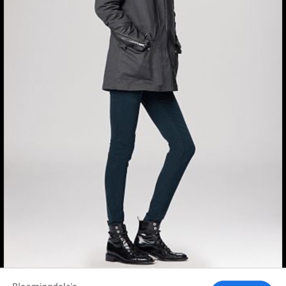 MAJE | Coat  with green fur lining and hood - Picture 3 of 16